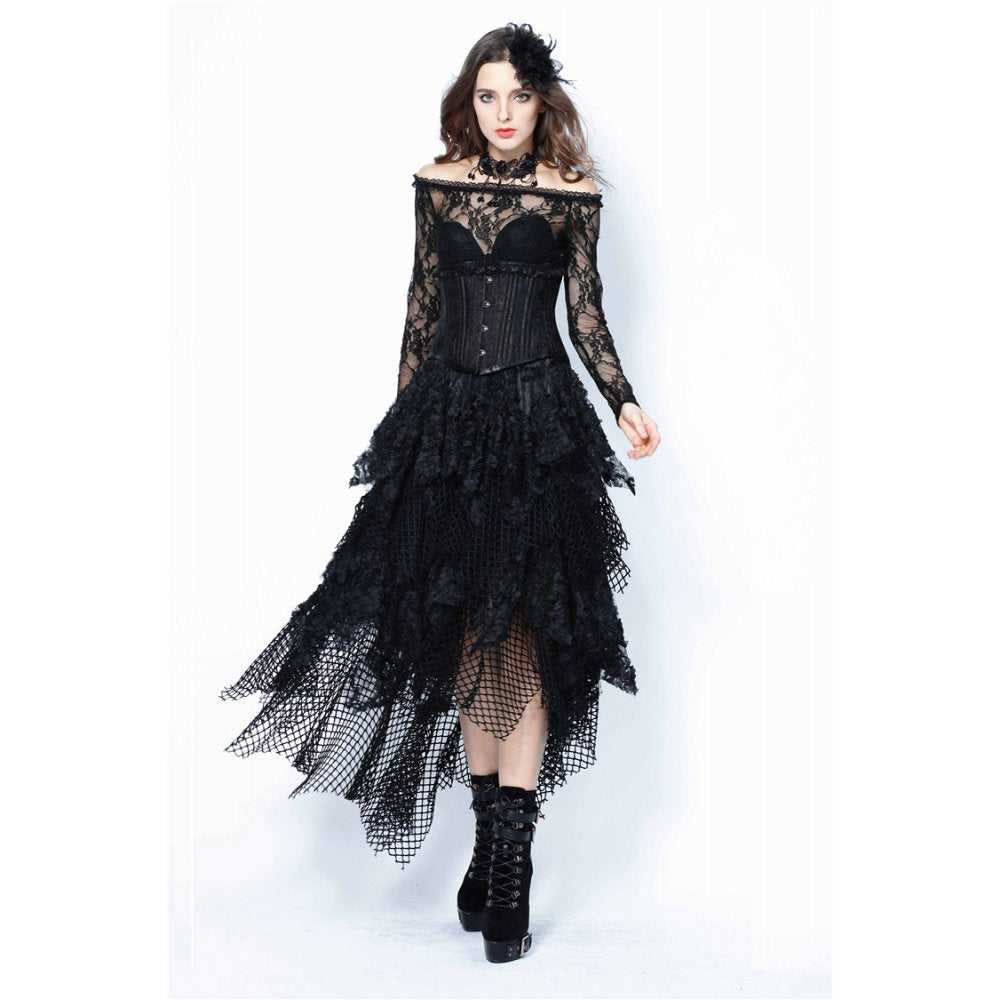 Punk messy mesh and lace skirt (✦ Dark In Love) KW106