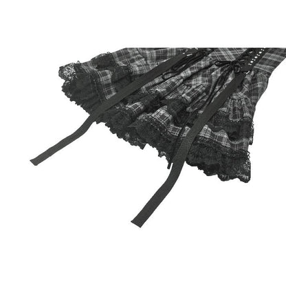 Punk Grey Plaid Metal Studded Dress (✦ Dark In Love) (Top not included)