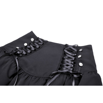 Black elegant lady lace up frilly skirt (✦ Dark In Love)