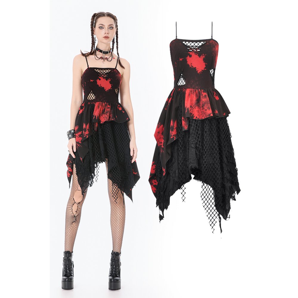 Red-Black Tie-Dye Punk Dress (✦ Dark In Love) DW1149