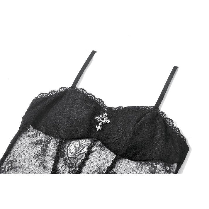 Dark Ritual Gothic Lace Hollow Tail Dress (✦ Dark In Love) DW1166
