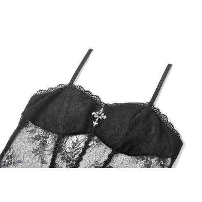 Dark Ritual Gothic Lace Hollow Tail Dress (✦ Dark In Love) DW1166