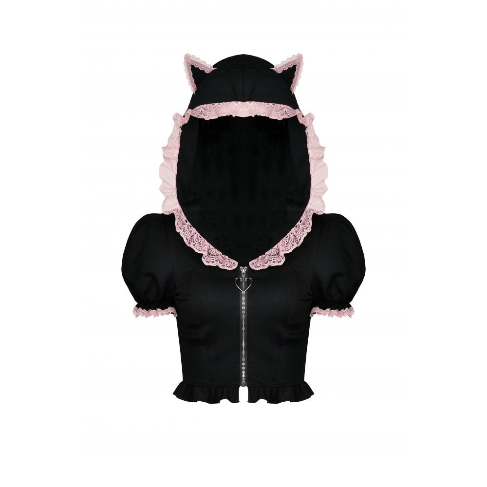 Alternative Fashion Cat-Ear Zipper Top (✦ Dark In Love) BW108