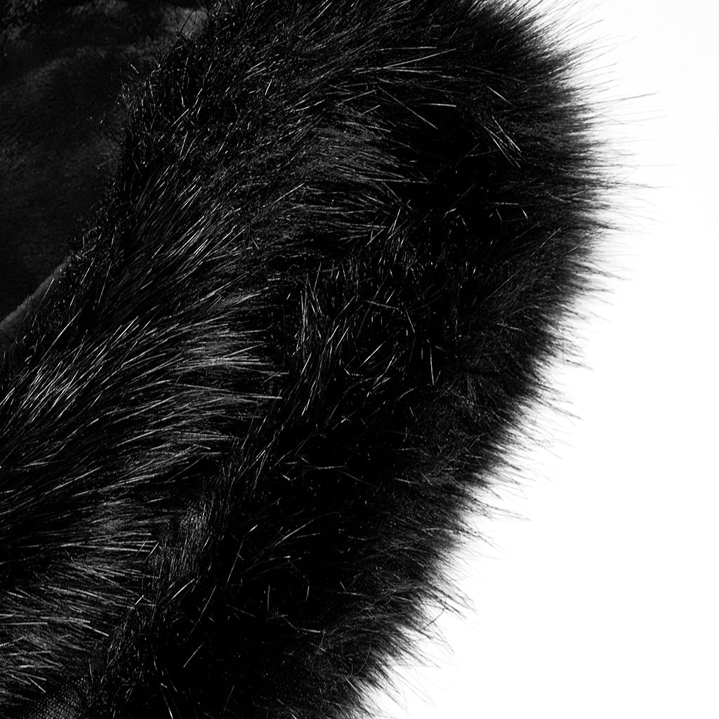Goth Faux Rabbit Fur Long Cloak (✦ Punk Rave) WY-1423DPF - ONE-OFF/Einzelstück - Size Onesize