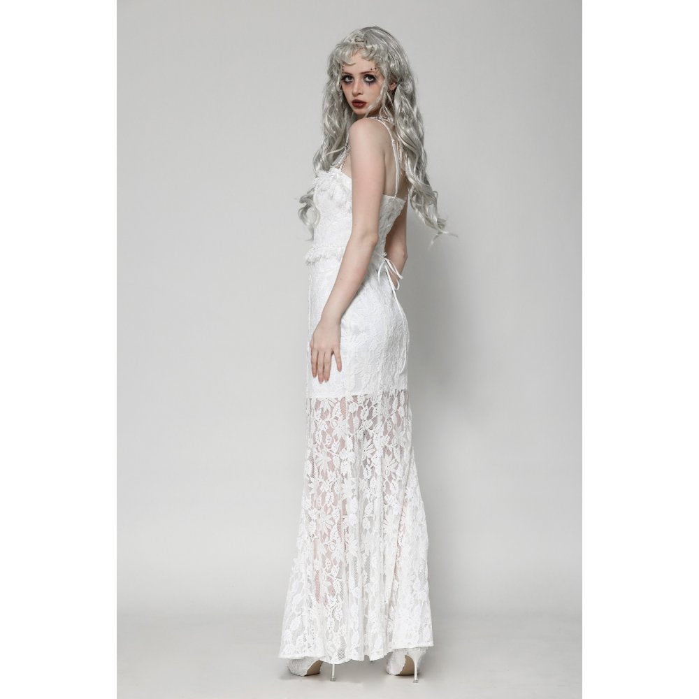 Gothic white romantic hollow mermaid dress (✦ Dark In Love) DW1014