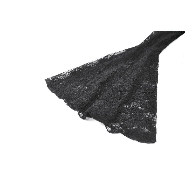 Gothic Dark Heart-Neck All-Over Lace Bell-Sleeve Slim Top (✦ Dark In Love) TW689