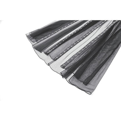 Rebel Leather and Mesh Maxi Skirt with Lace-Up Waist and Eyelet Detail (✦ Dark In Love) KW403