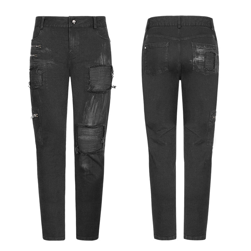 Hand-Painted Crafts Cloth Punk Decadent Trousers (Black) (✦ Punk Rave) WK-339xcm