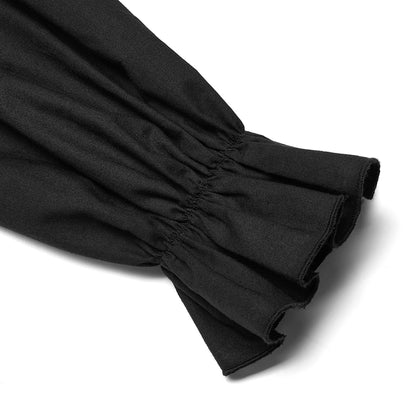 Original Design Goth Skeleton Embroidered Ruffles Shirt (Black) (✦ Punk Rave) WY-1367XCM-BLK