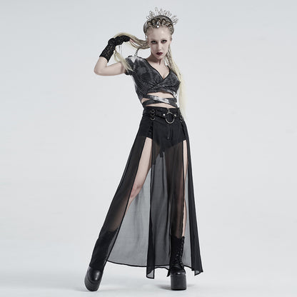 Fake two-pieces chiffon half skirt (✦ Punk Rave) WQ-494DQF