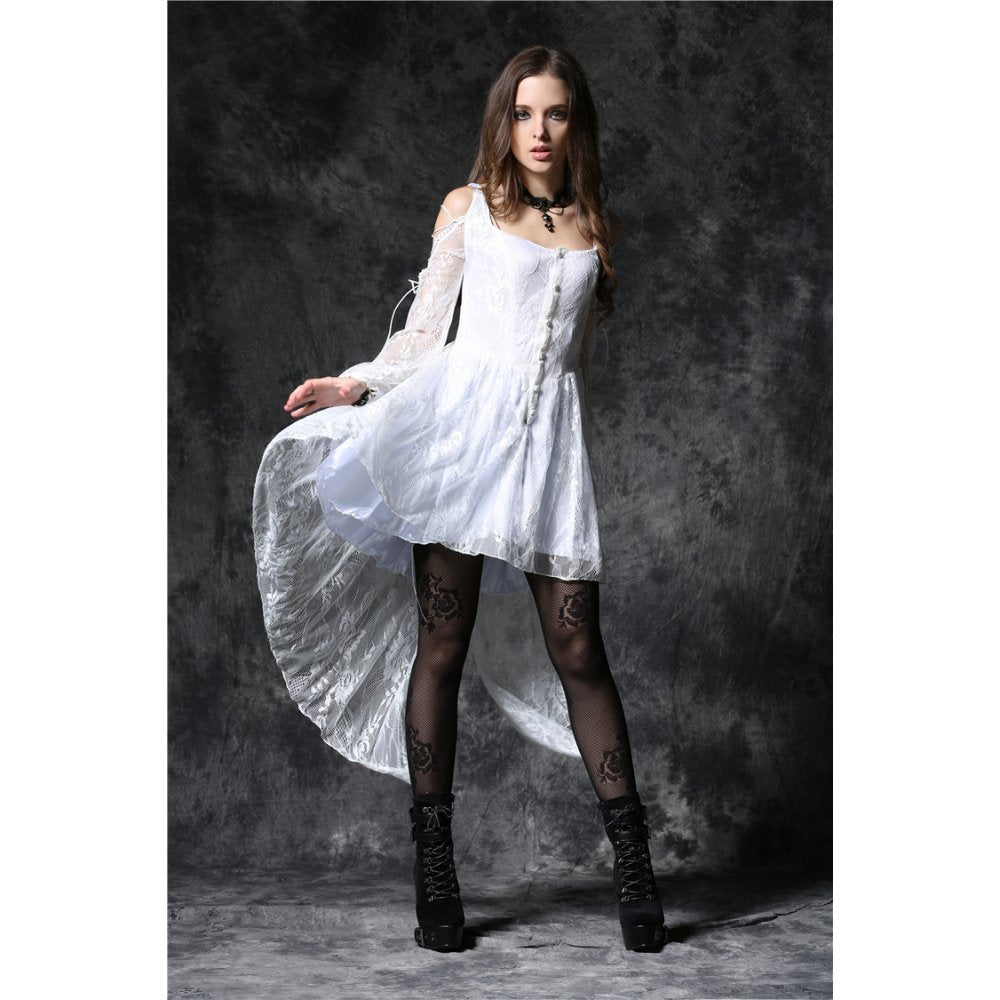 Gothic ghost dovetail lace dress with button row (✦ Dark In Love) DW053wht