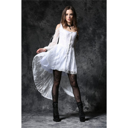Gothic ghost dovetail lace dress with button row (✦ Dark In Love) DW053wht