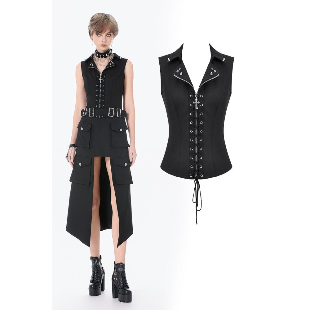 Punk Studded Lace-Up Corset Vest (✦ Dark In Love) TW681