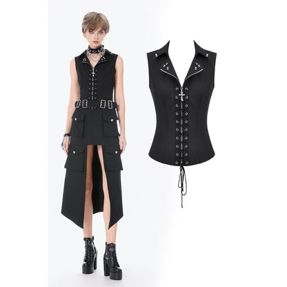 Punk Studded Lace-Up Corset Vest (✦ Dark In Love) TW681