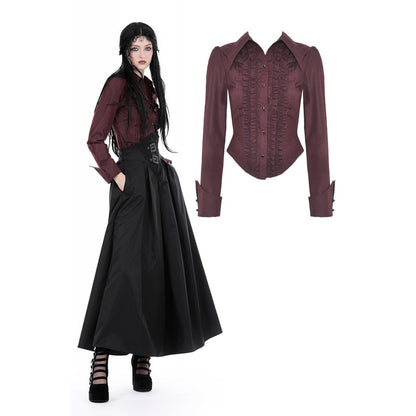 Gothic wine red ruffle blouse - Burgundy Red (✦ Dark In Love) IW1038RD