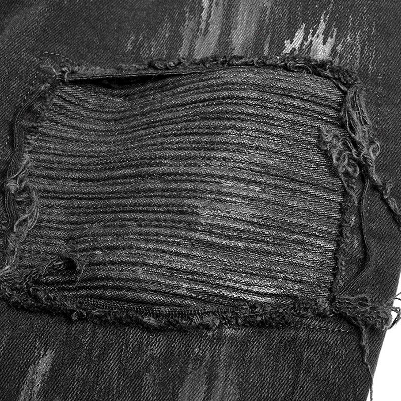 Hand-Painted Crafts Cloth Punk Decadent Trousers (Black) (✦ Punk Rave) WK-339xcm