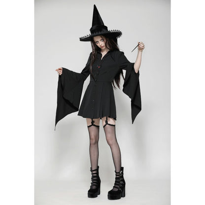 Witchy Bell-Sleeve Shirt Dress (✦ Dark In Love) DW1018