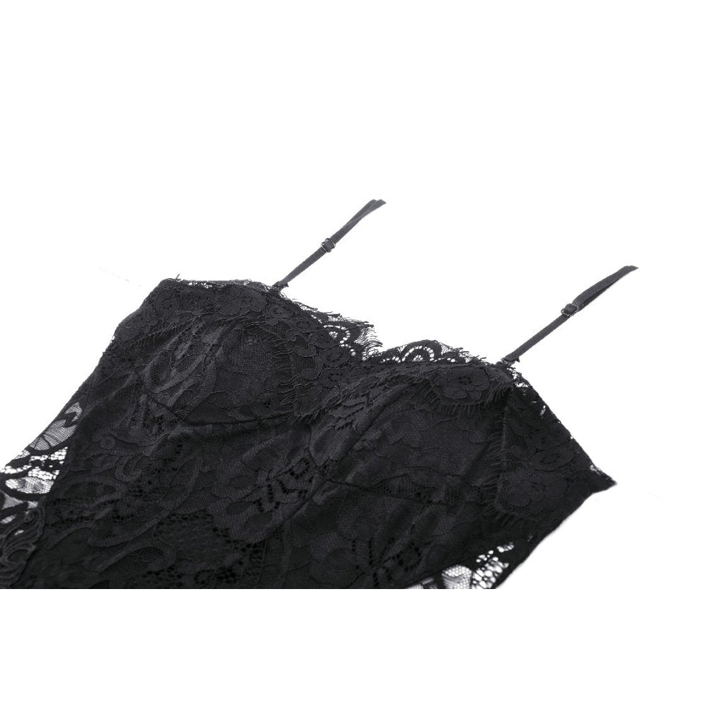 Gothic lace see-through sexy waist lace maxi strap dress (✦ Dark In Love) DW935