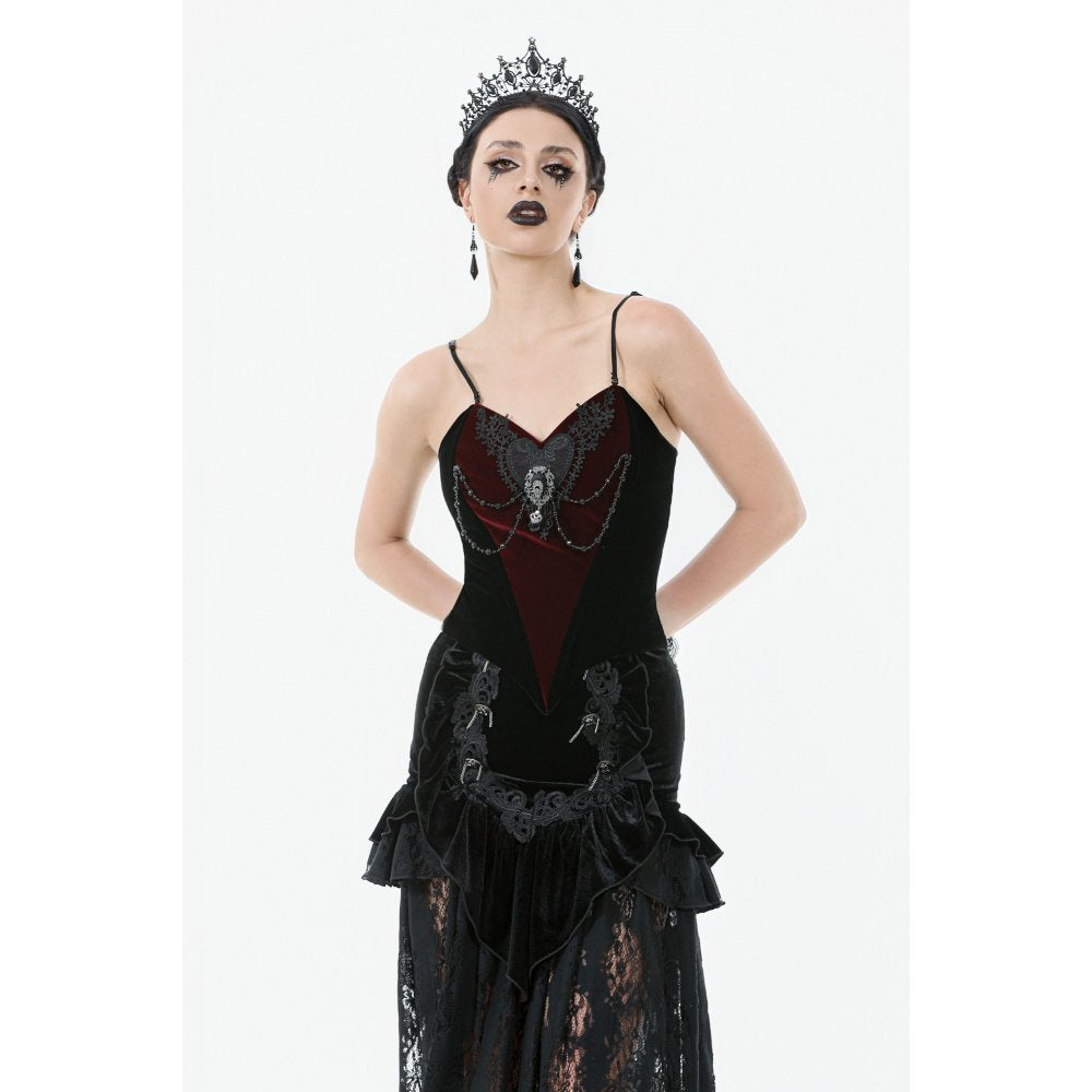 Romantic Heart Velvet Corset with Jewel Chains (✦ Dark In Love) CW092