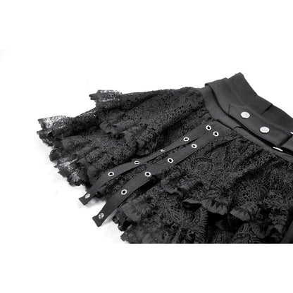 Punk Black Wide-Waistband Skirt (✦ Dark In Love) KW417