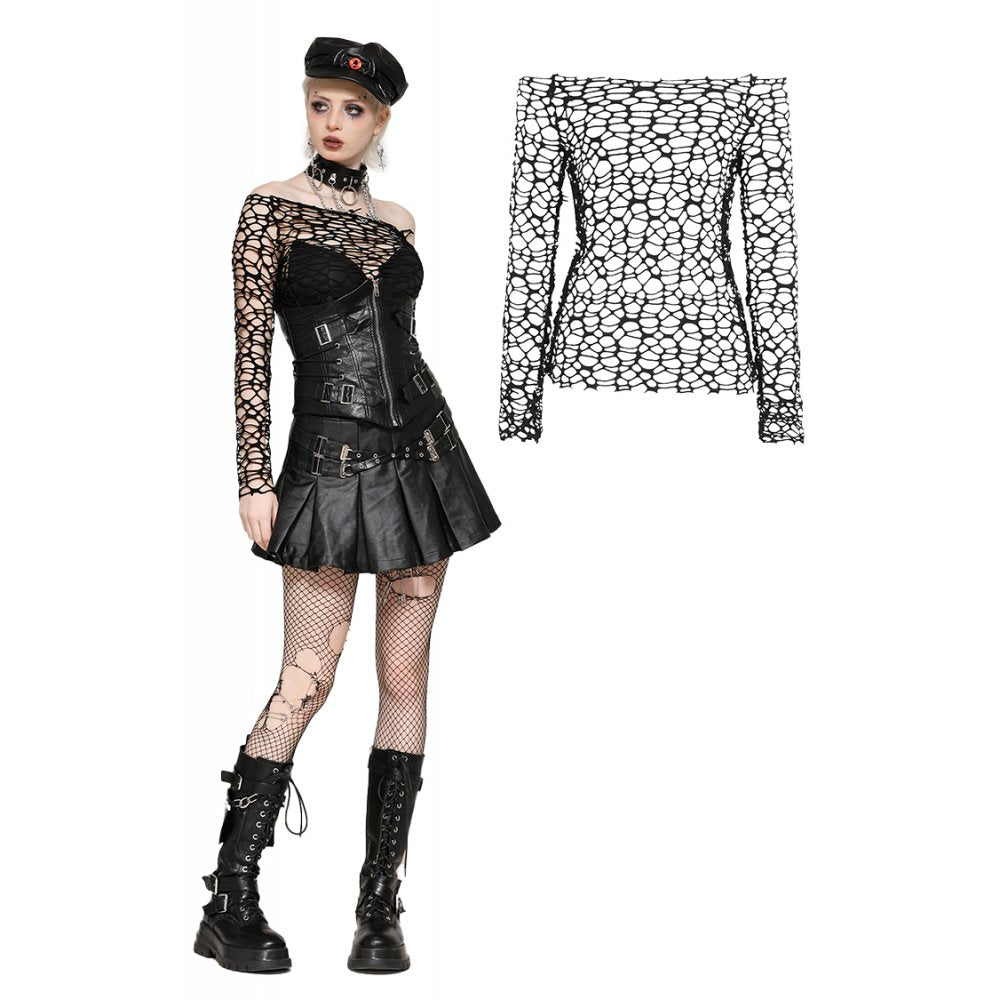 Sexy versatile black distressed mesh t-shirt (✦ Dark In Love)