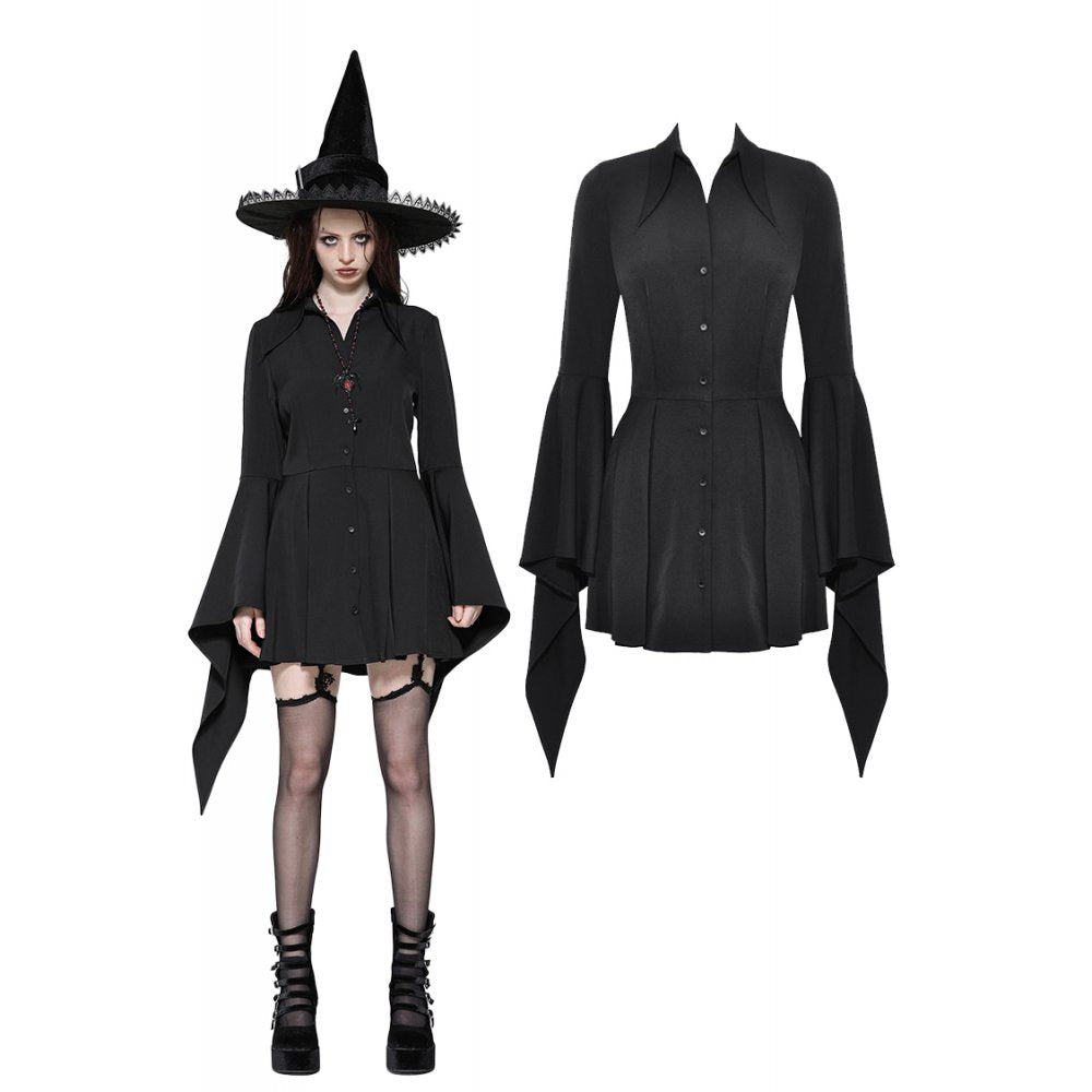 Witchy Bell-Sleeve Shirt Dress (✦ Dark In Love) DW1018