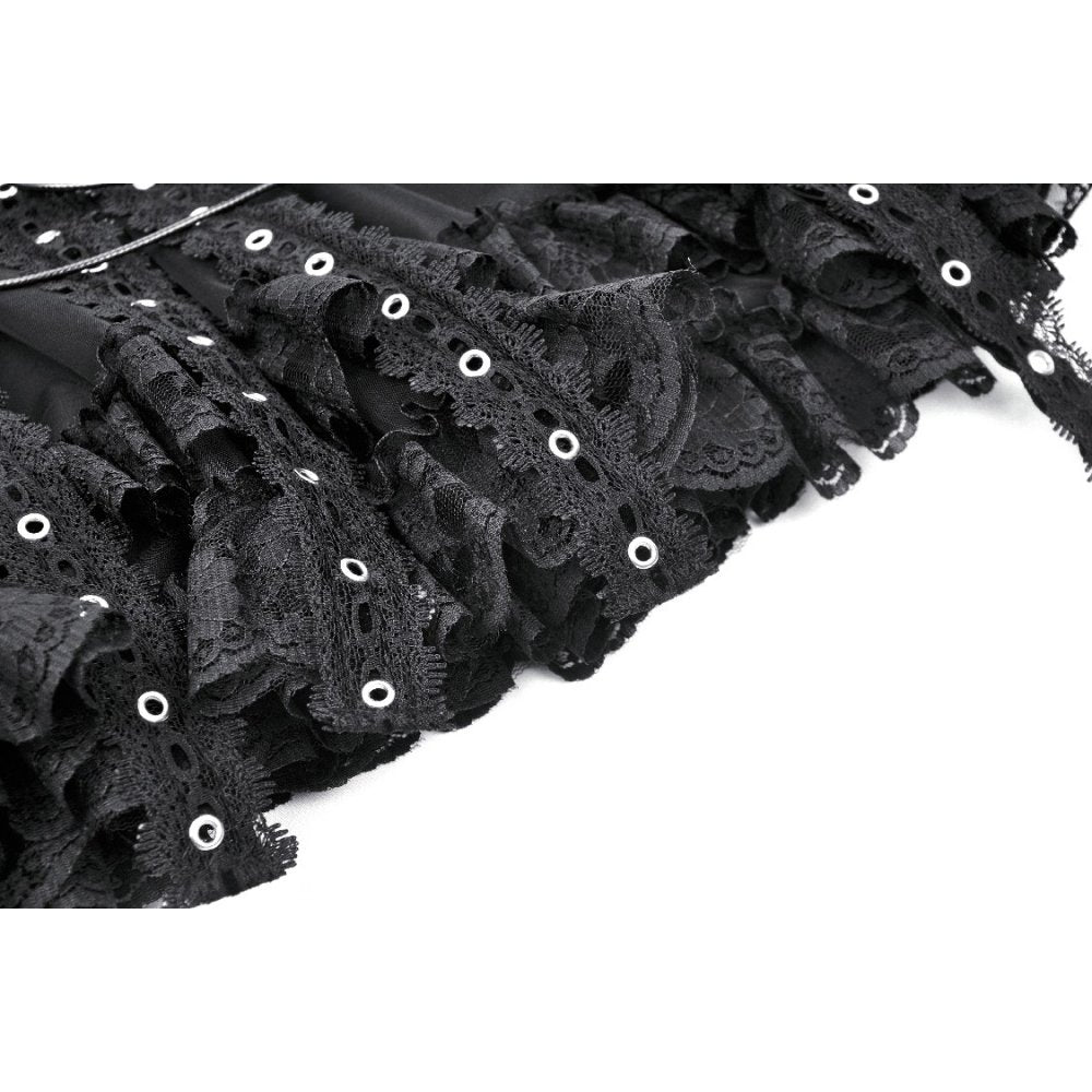 Punk rock eyelet drop tulle mini skirt (✦ Dark In Love) KW332