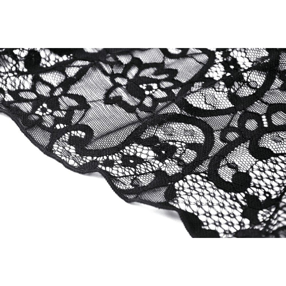 Gothic lace see-through sexy waist lace maxi strap dress (✦ Dark In Love) DW935