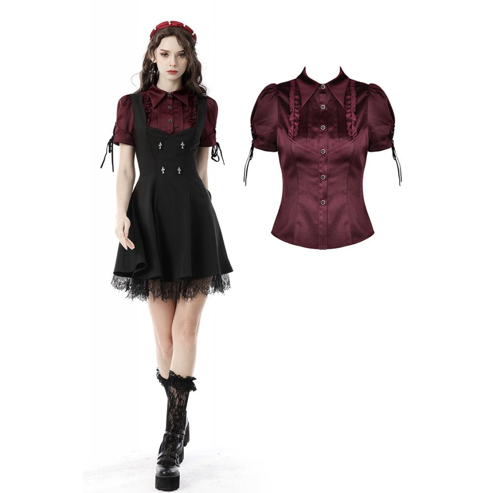Gothic wine red elegant blouse
