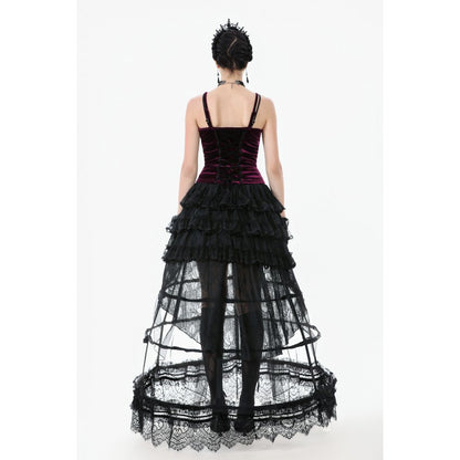 Gothic Burgundy Velvet top with Ribbon Bow and Lace-Up Sides (✦ Dark In Love)