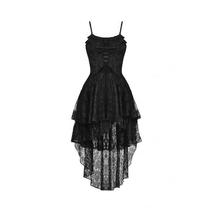 Gothic ghost frilly lace high low strap dress (✦ Dark In Love)