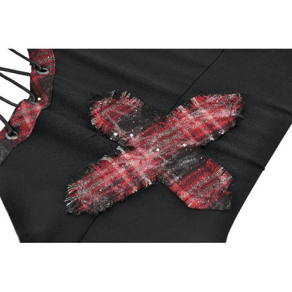Plaid Cross Strap Top (✦ Dark In Love) TW676