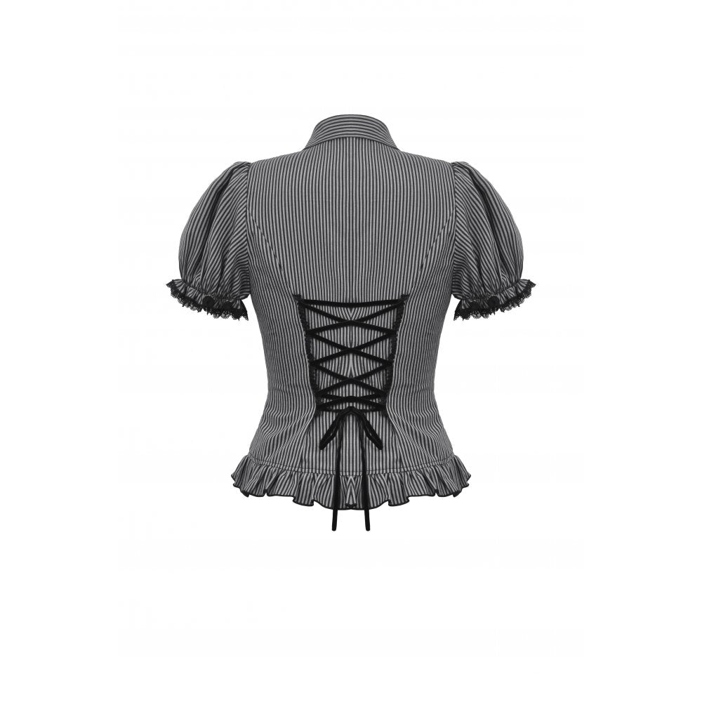 Gray striped double-breasted blouse (✦ Dark In Love) IW111
