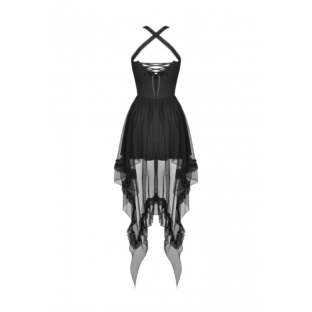 Cold waist swallowtail halter dress (✦ Dark In Love) DW766