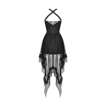 Cold waist swallowtail halter dress (✦ Dark In Love) DW766
