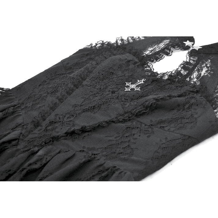 Celestial Bloom Lace Halter Dress (✦ Dark In Love)