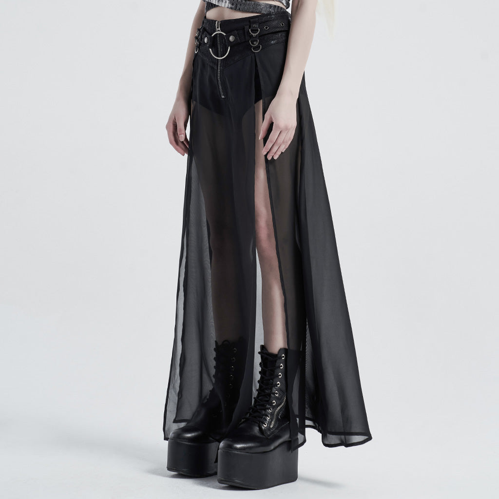 Fake two-pieces chiffon half skirt (✦ Punk Rave) WQ-494DQF