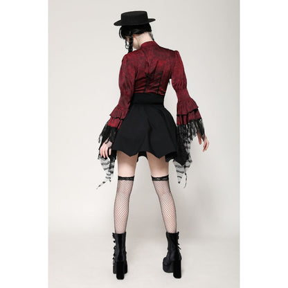 Gothic red inferno distressed frilly blouse (✦ Dark In Love) IW119