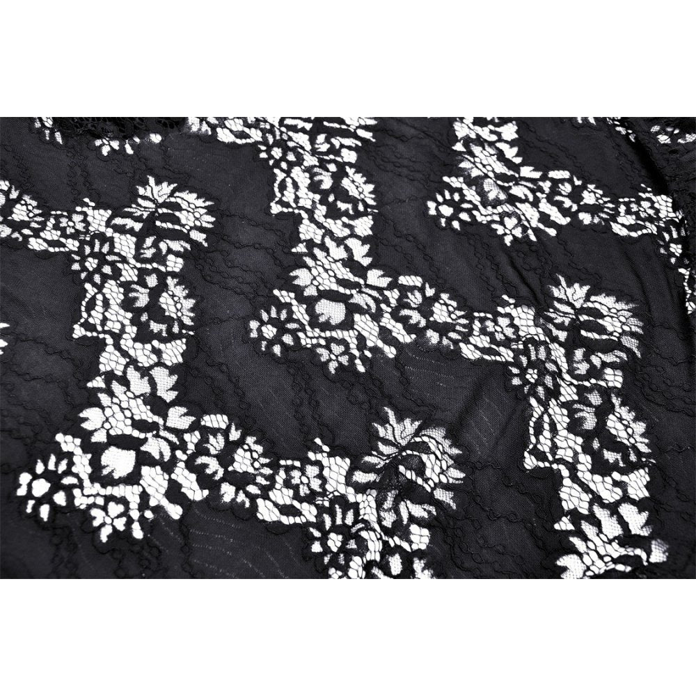 Gothic sexy ruffle low neckline dovetail lace dress (✦ Dark In Love)