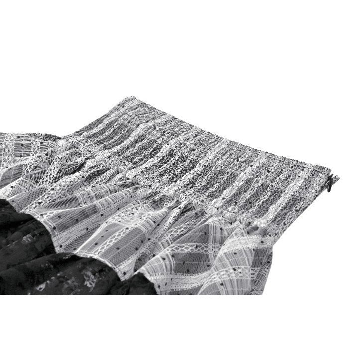 Cute Black and Grey Lolita High-Waist Tiered Skirt (✦ Dark In Love) KW414