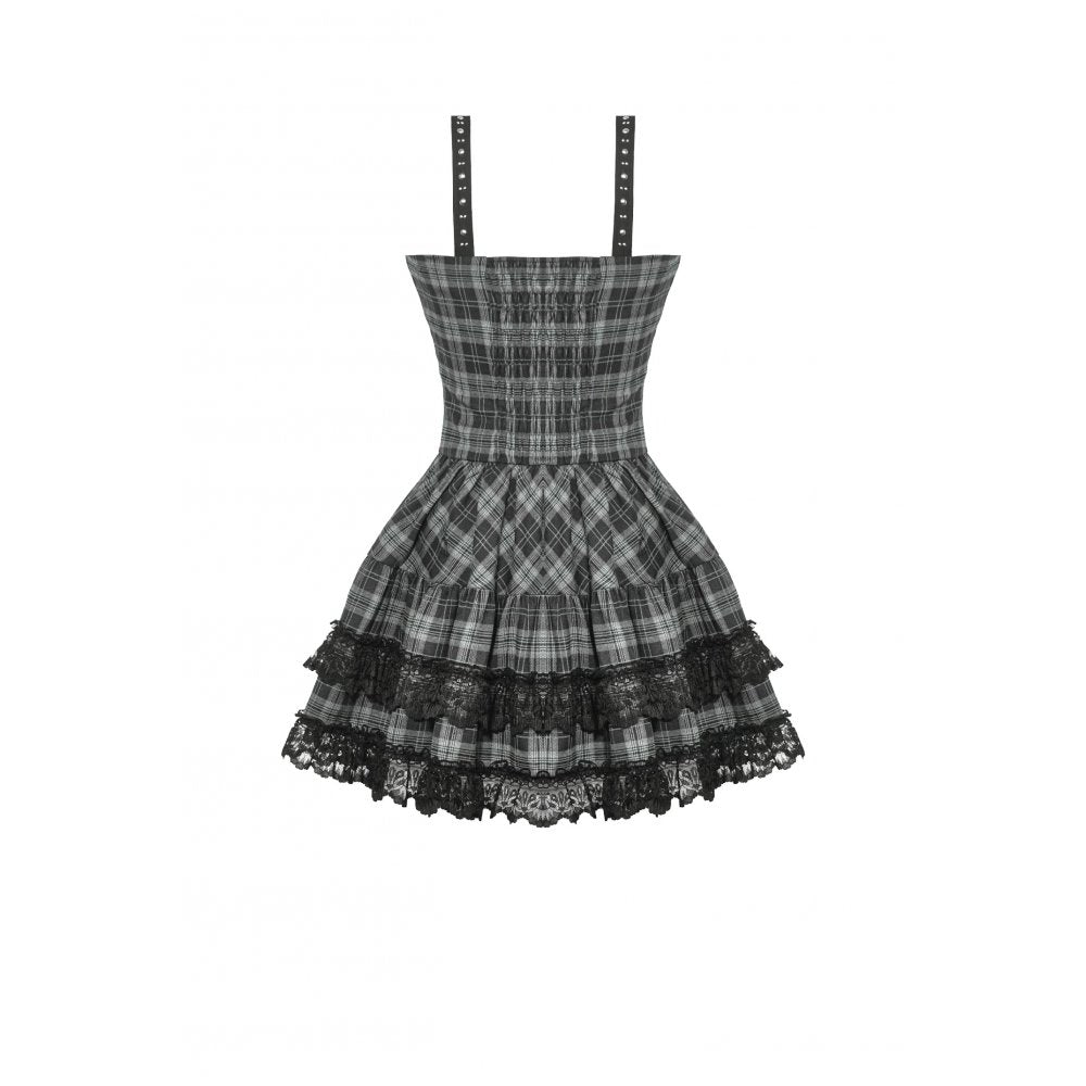 Punk Grey Plaid Metal Studded Dress (✦ Dark In Love) (Top not included)