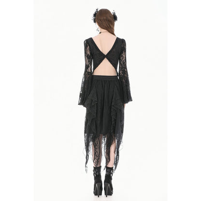 Gothic Shadow Mist Layered Mesh Long Skirt(✦ Dark In Love) KW440