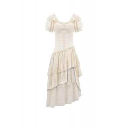Steampunk Layered Ruffle asymmetrical Dress (✦ Dark In Love) DW1157