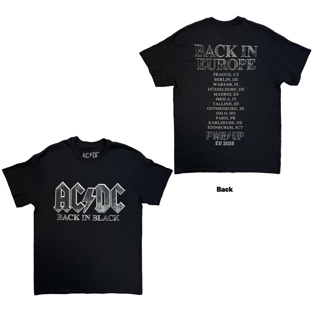 AC/DC Unisex T-Shirt: Back In Black EU Tour &