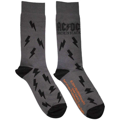 AC/DC Unisex Ankle Socks: Back in Black Bolts (Charcoal Grey) (UK Size 6 - 11)