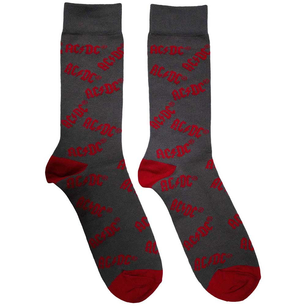 AC/DC Unisex Ankle Socks: Logo Pattern (Charcoal Grey) (UK Size 6 - 11)