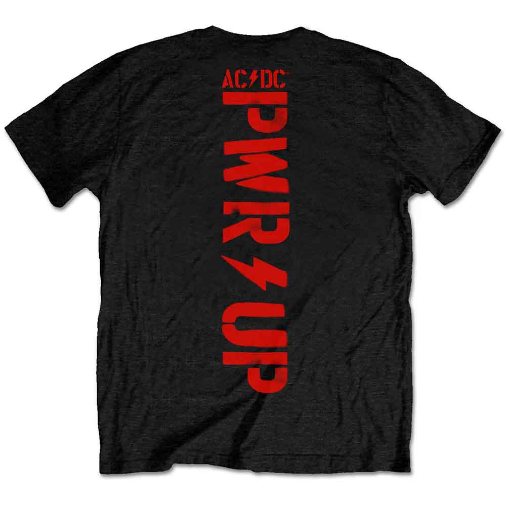 AC/DC Unisex T-Shirt: Angus Finger Horns (Black) (Back Print)
