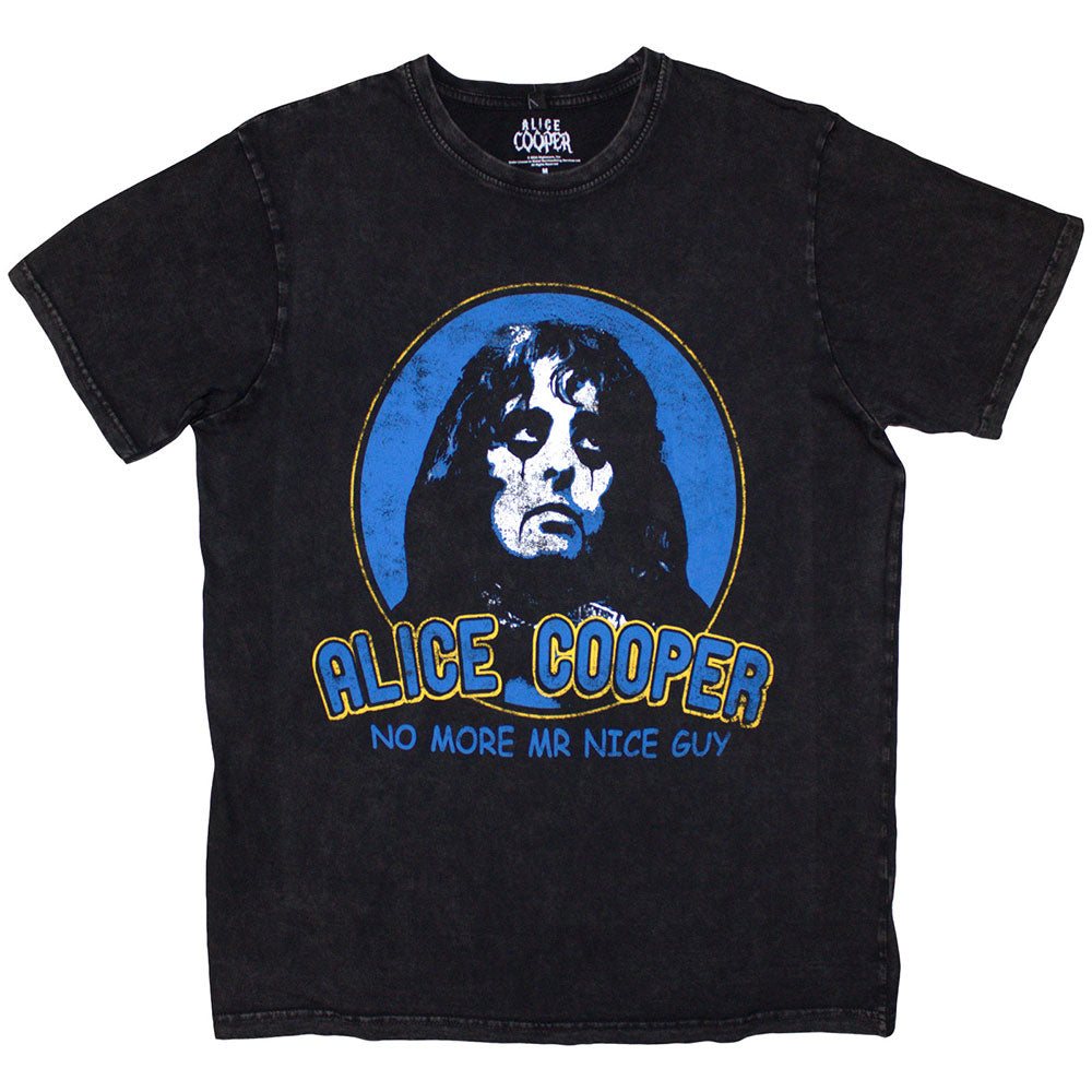 Alice Cooper Unisex Stone Wash T-Shirt: No More Mr Nice Guy (Black) 
