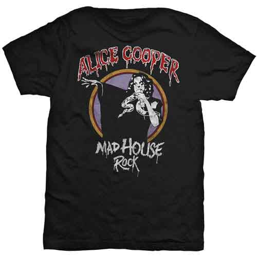 Alice Cooper Unisex T-Shirt: Mad House Rock (Black) 
