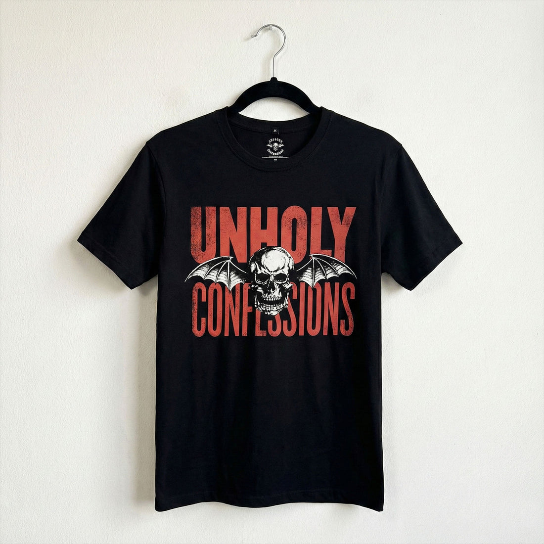Avenged Sevenfold Unisex Premium Carbon T-Shirt: Unholy Confessions (Black) (Back Print)